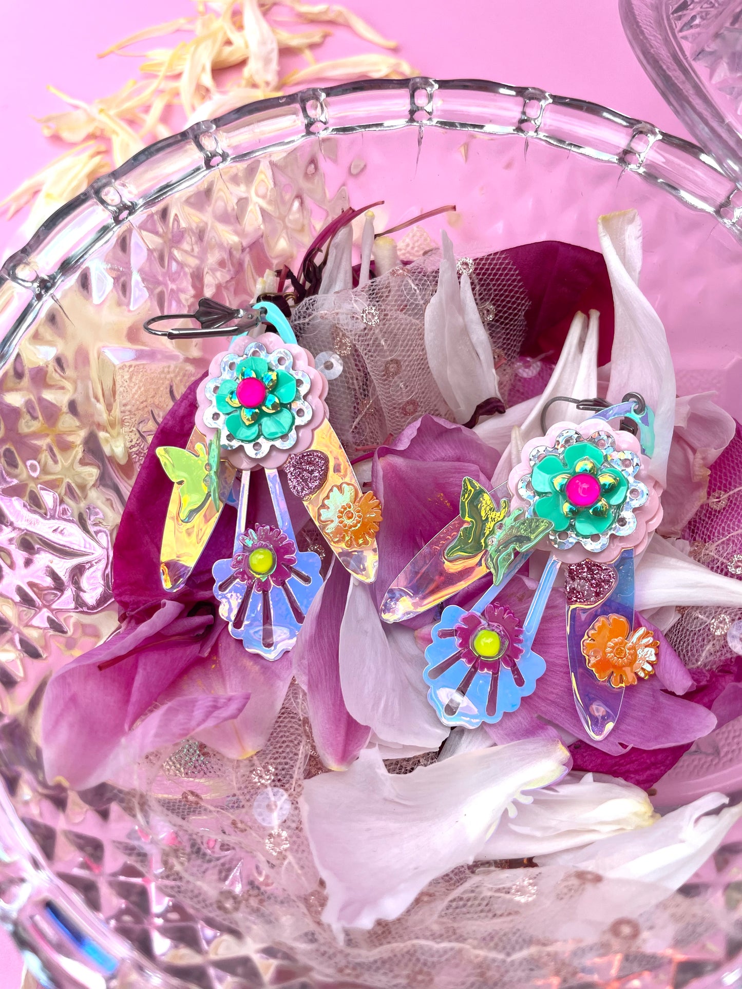 Boucles d’oreilles féériques et légères – "Papillon & Rosée" - Collection Été 2025