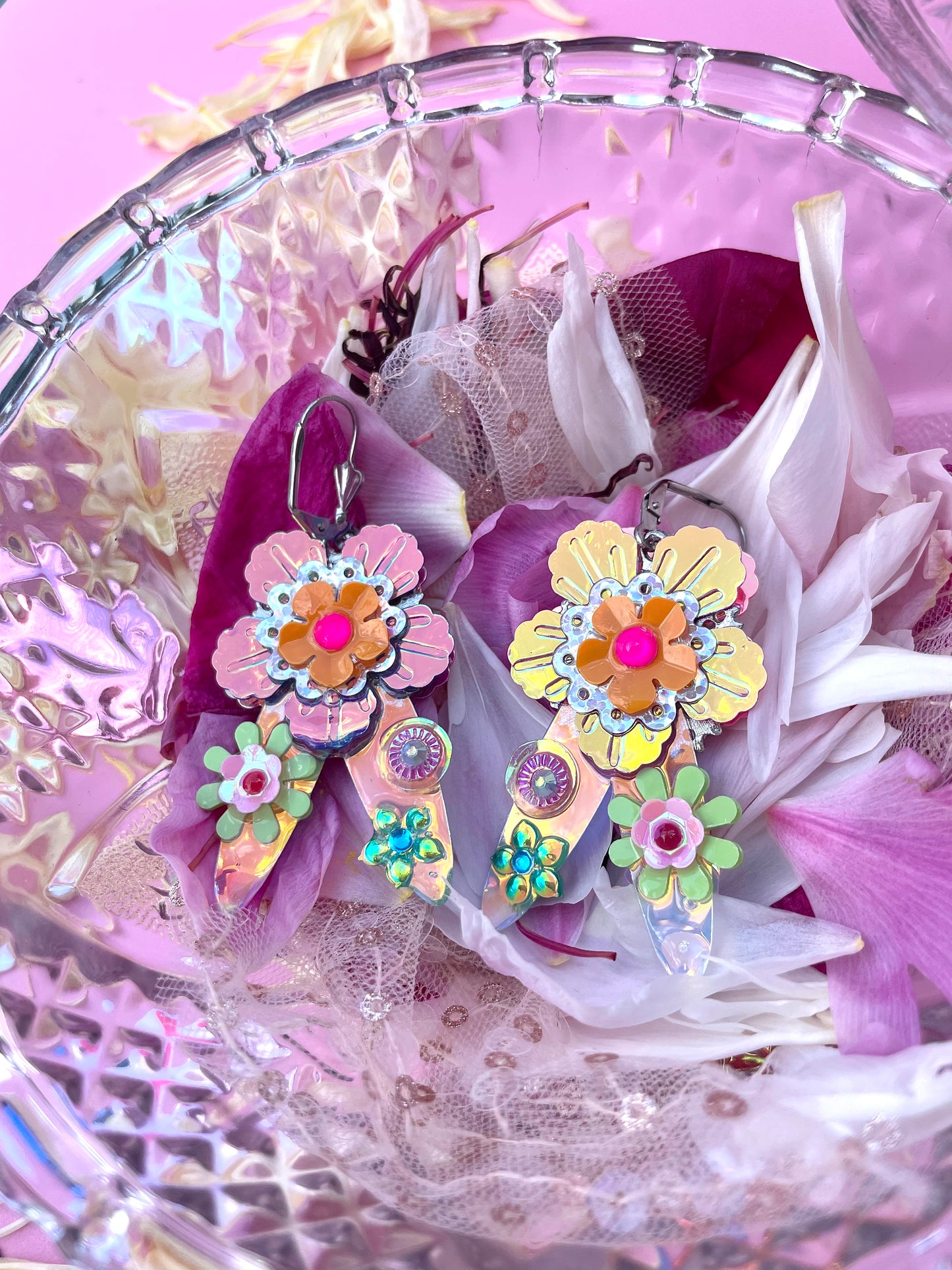 Boucles d’oreilles féériques et légères – "Jardin sous la rosée" - Collection Été 2025
