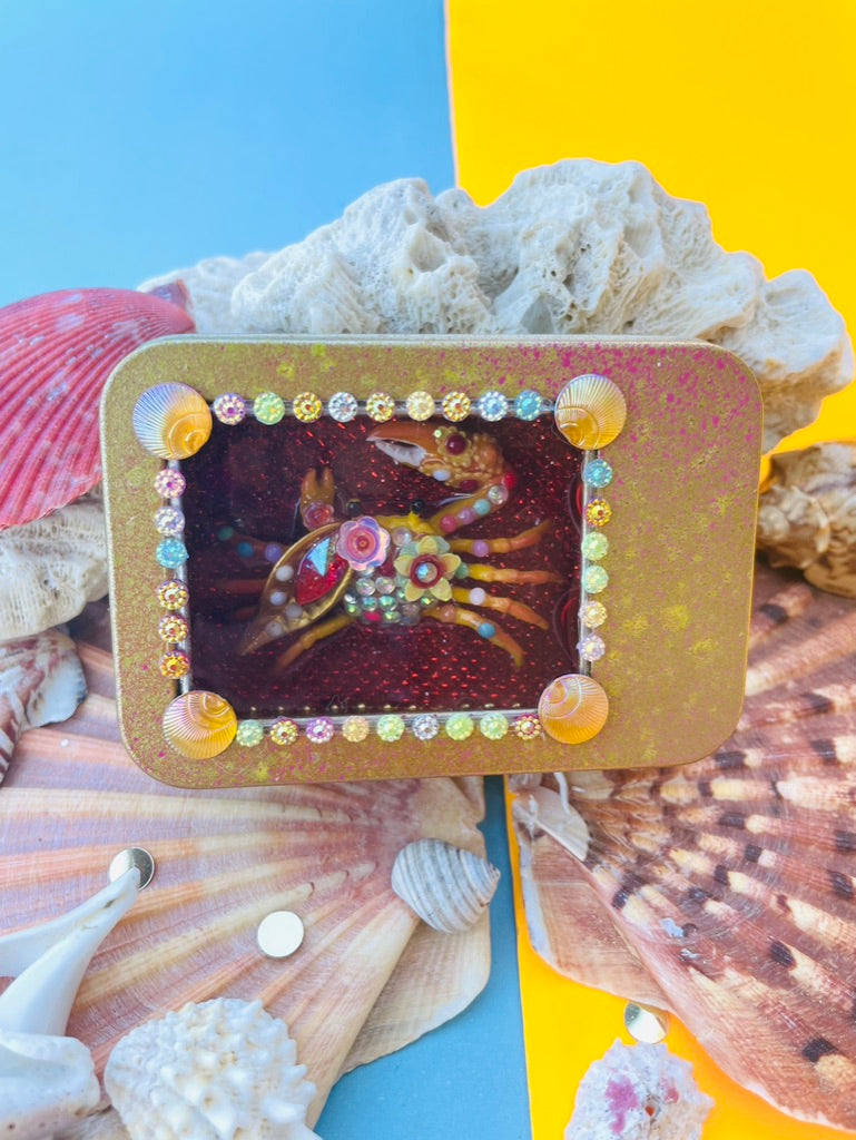 Boîte de Curiosité Fantastique - Création Originale Artisanale - Crabe "Éclipse des Grains"