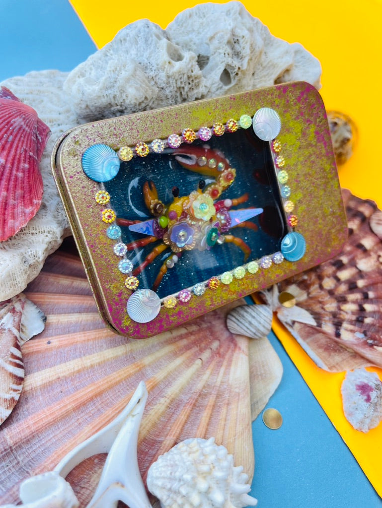 Boîte de Curiosité Fantastique - Création Originale Artisanale - Crabe "Coureur de Marée"