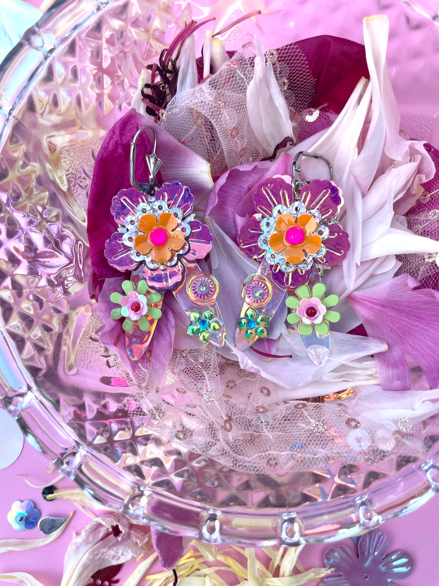 Boucles d’oreilles féériques et légères – "Jardin sous la rosée" - Collection Été 2025