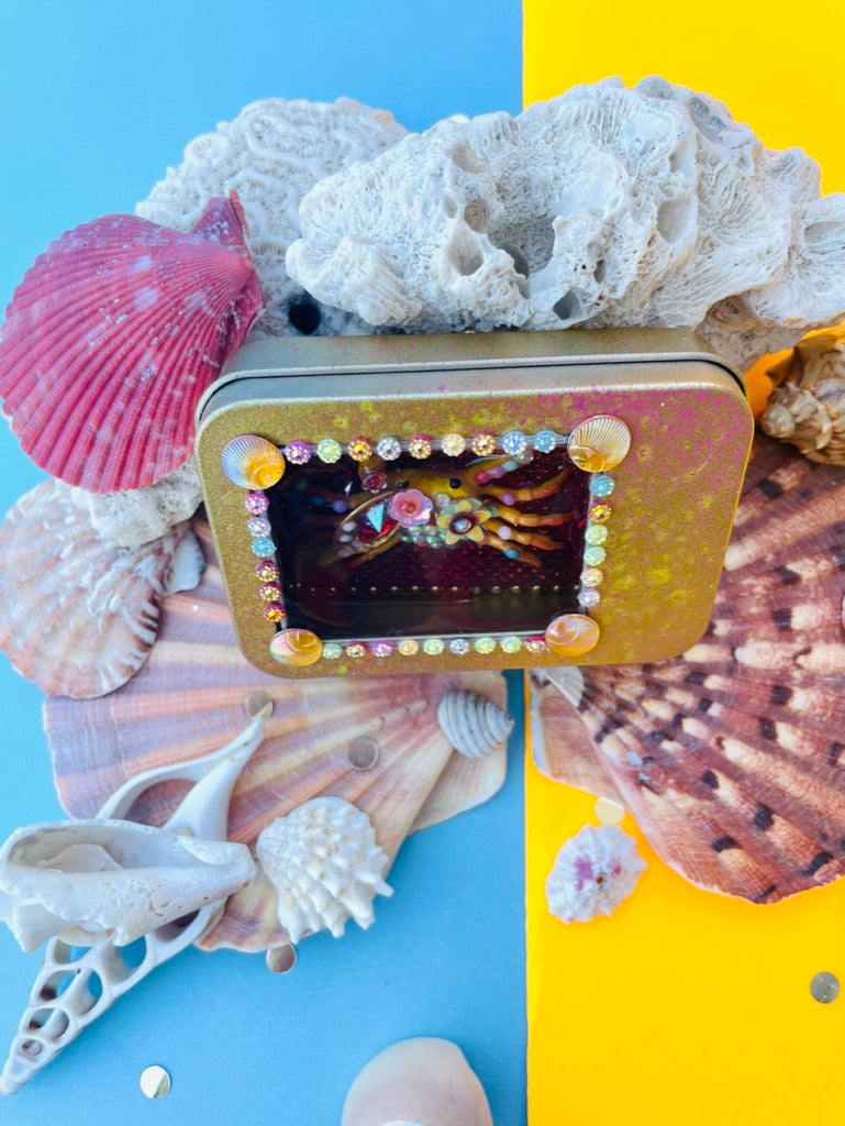 Boîte de Curiosité Fantastique - Création Originale Artisanale - Crabe "Éclipse des Grains"