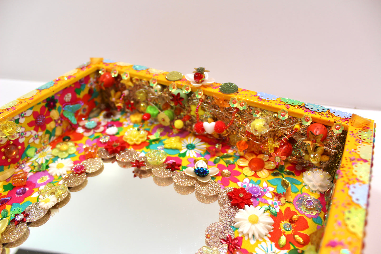 Détail du miroir de poésie avec message inspirant