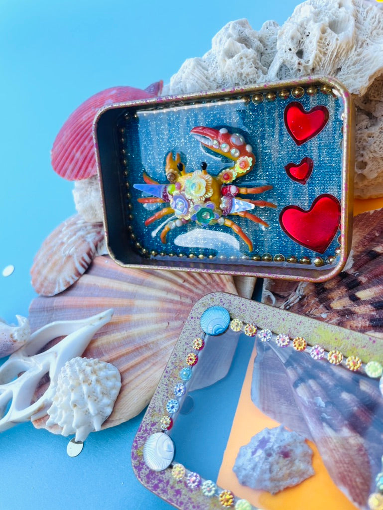 Boîte de Curiosité Fantastique - Création Originale Artisanale - Crabe "Coureur de Marée"