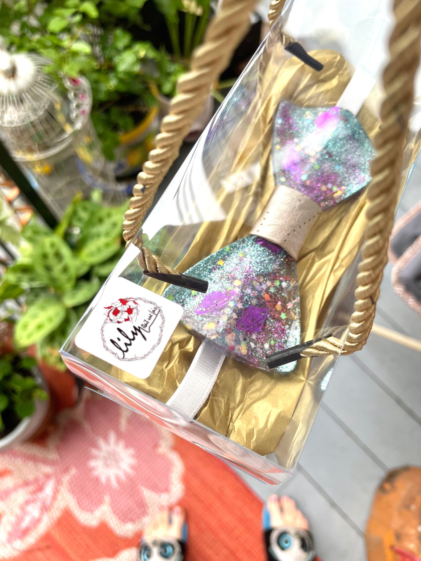 Resin Glitter Bow Tie - "My Universe"