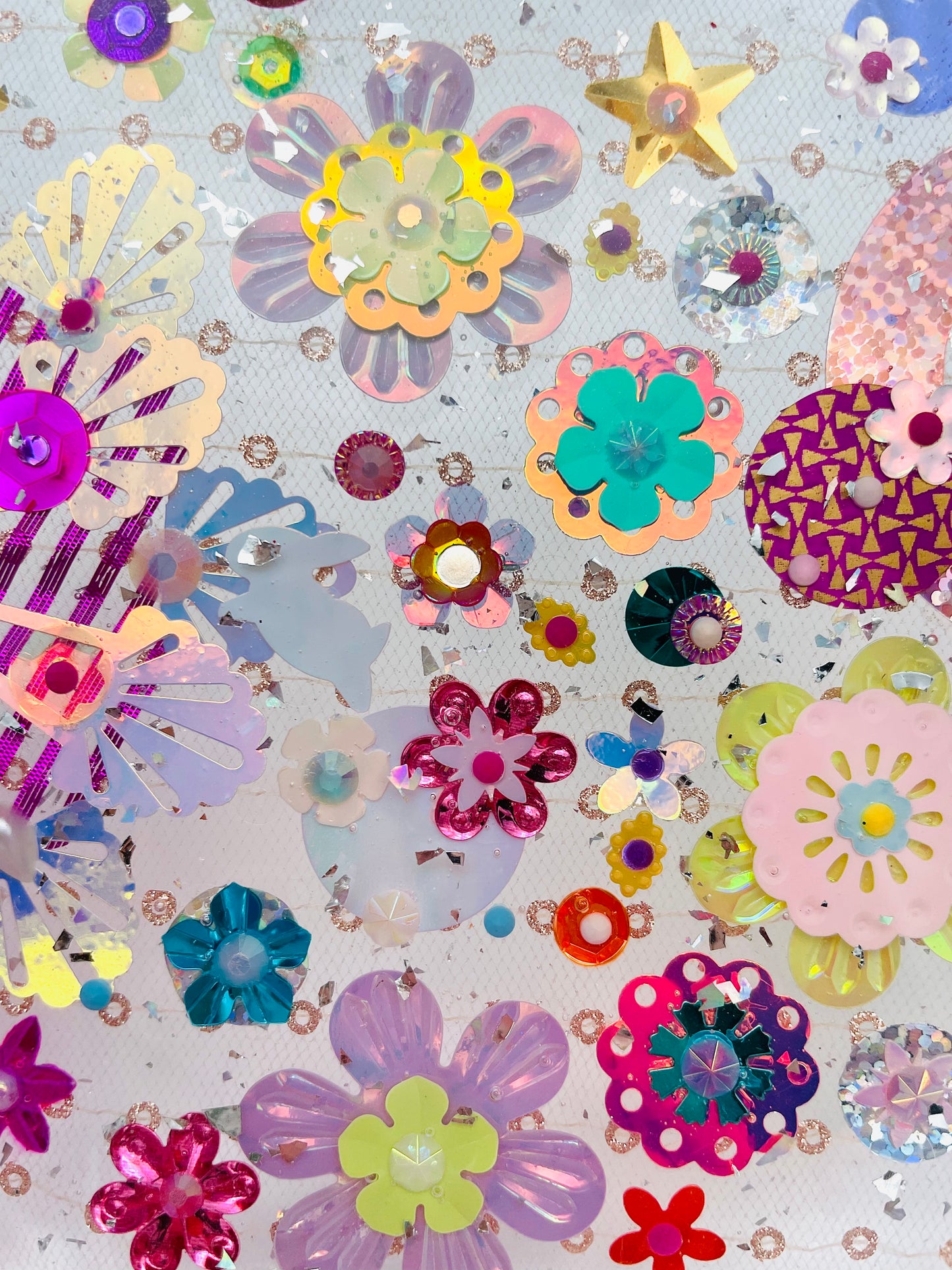Plateau Décoratif en Résine avec Sequins et Perles - Mini Jardin Imaginaire Rose et perlé - Exclusivité Muz Fabrique