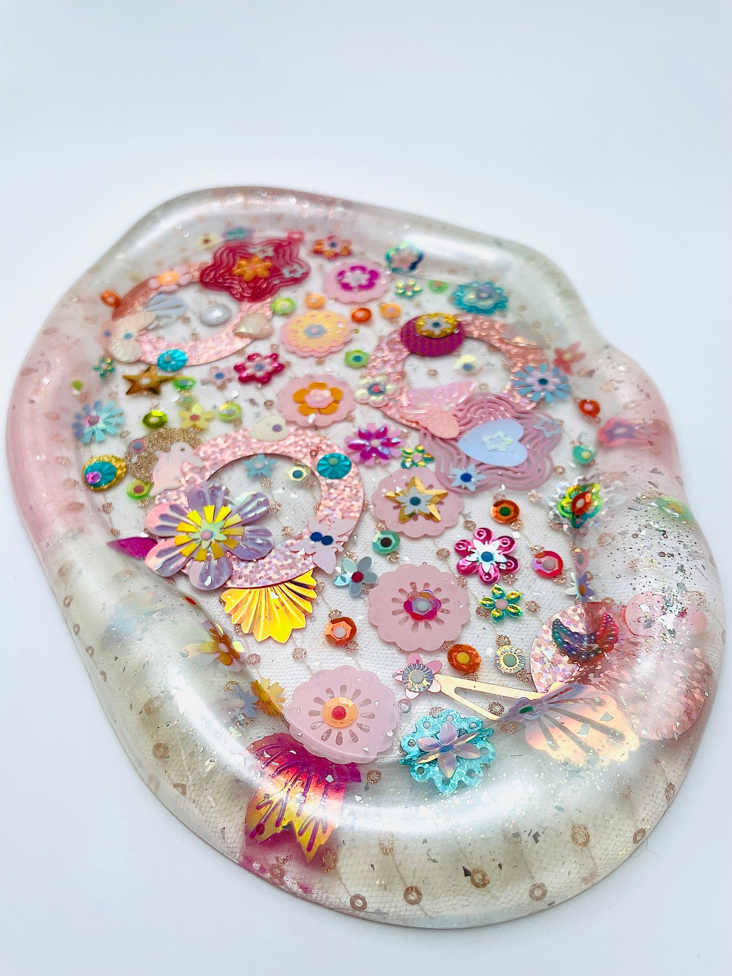 Plateau Décoratif en Résine avec Sequins et Perles - Mini Jardin Imaginaire Perle - Exclusivité Muz Fabrique