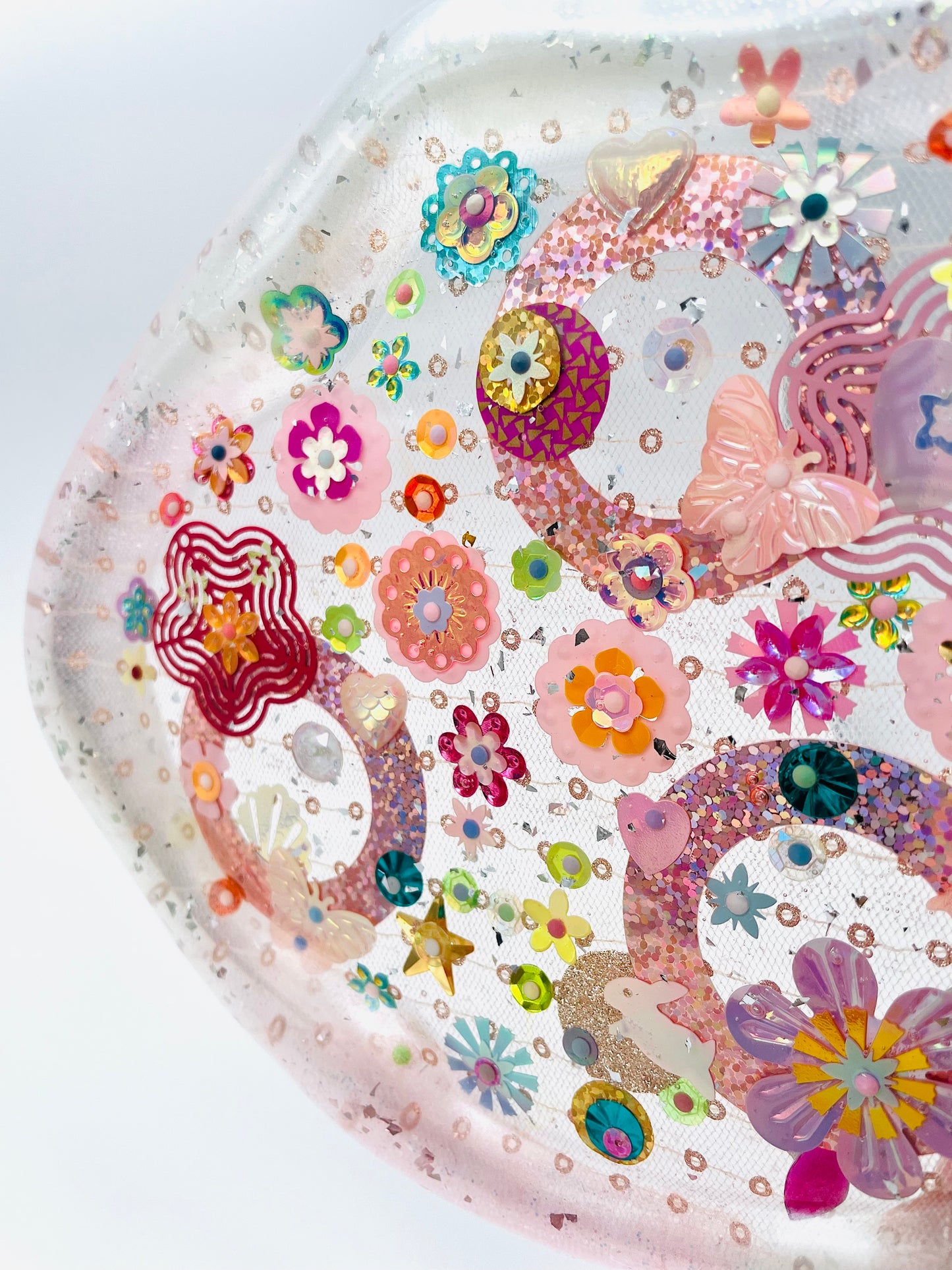 Plateau Décoratif en Résine avec Sequins et Perles - Mini Jardin Imaginaire Perle - Exclusivité Muz Fabrique