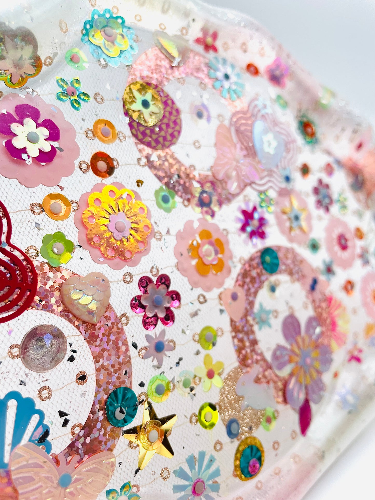 Plateau Décoratif en Résine avec Sequins et Perles - Mini Jardin Imaginaire Perle - Exclusivité Muz Fabrique
