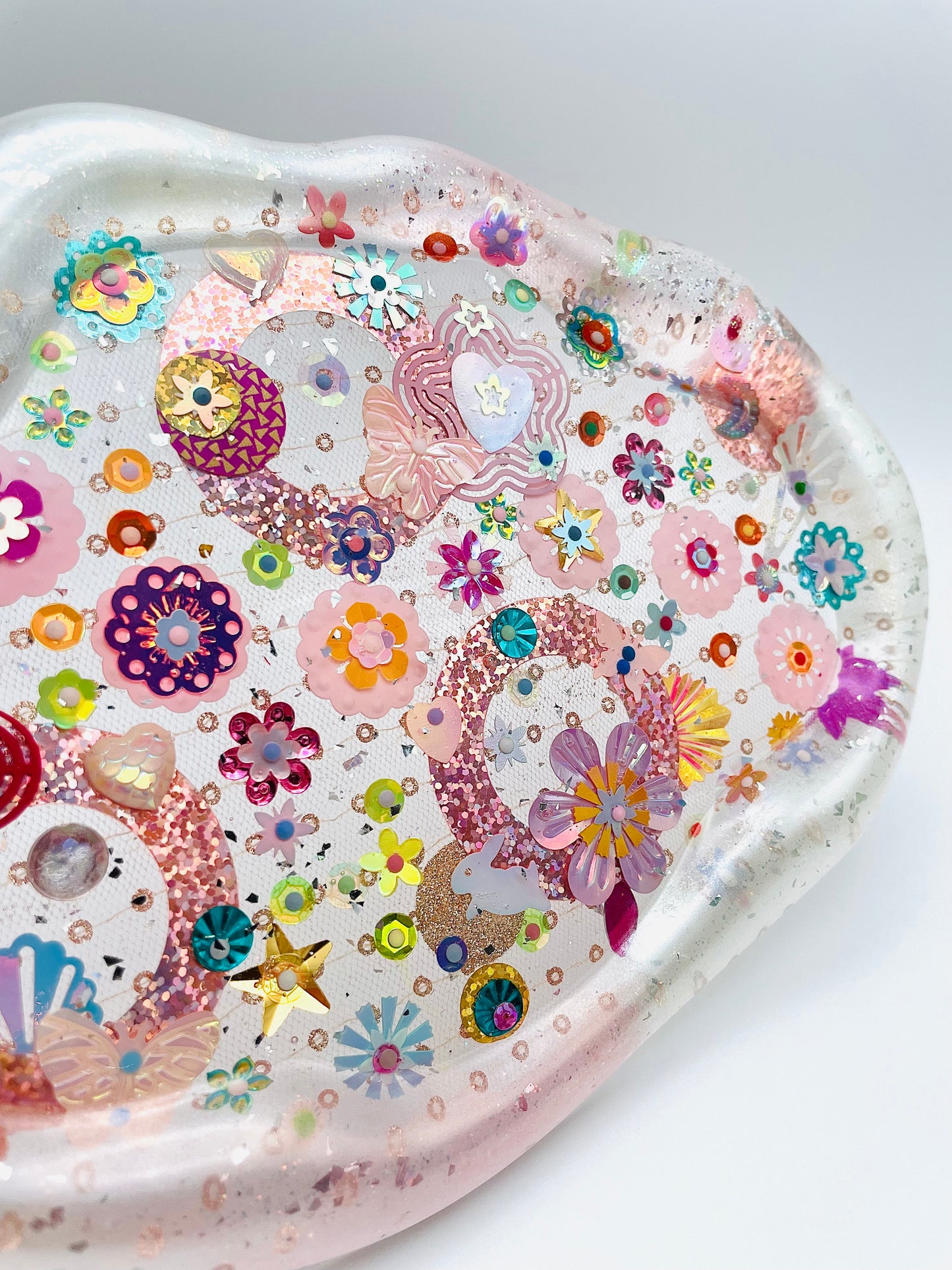 Plateau Décoratif en Résine avec Sequins et Perles - Mini Jardin Imaginaire Perle - Exclusivité Muz Fabrique