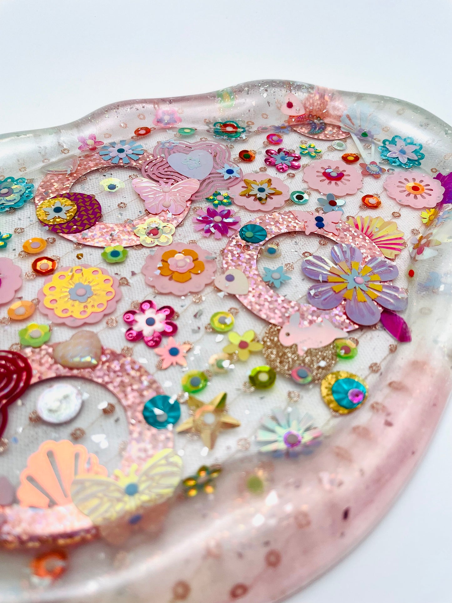 Plateau Décoratif en Résine avec Sequins et Perles - Mini Jardin Imaginaire Perle - Exclusivité Muz Fabrique