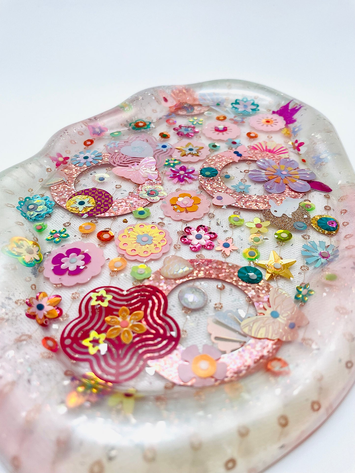 Plateau Décoratif en Résine avec Sequins et Perles - Mini Jardin Imaginaire Perle - Exclusivité Muz Fabrique