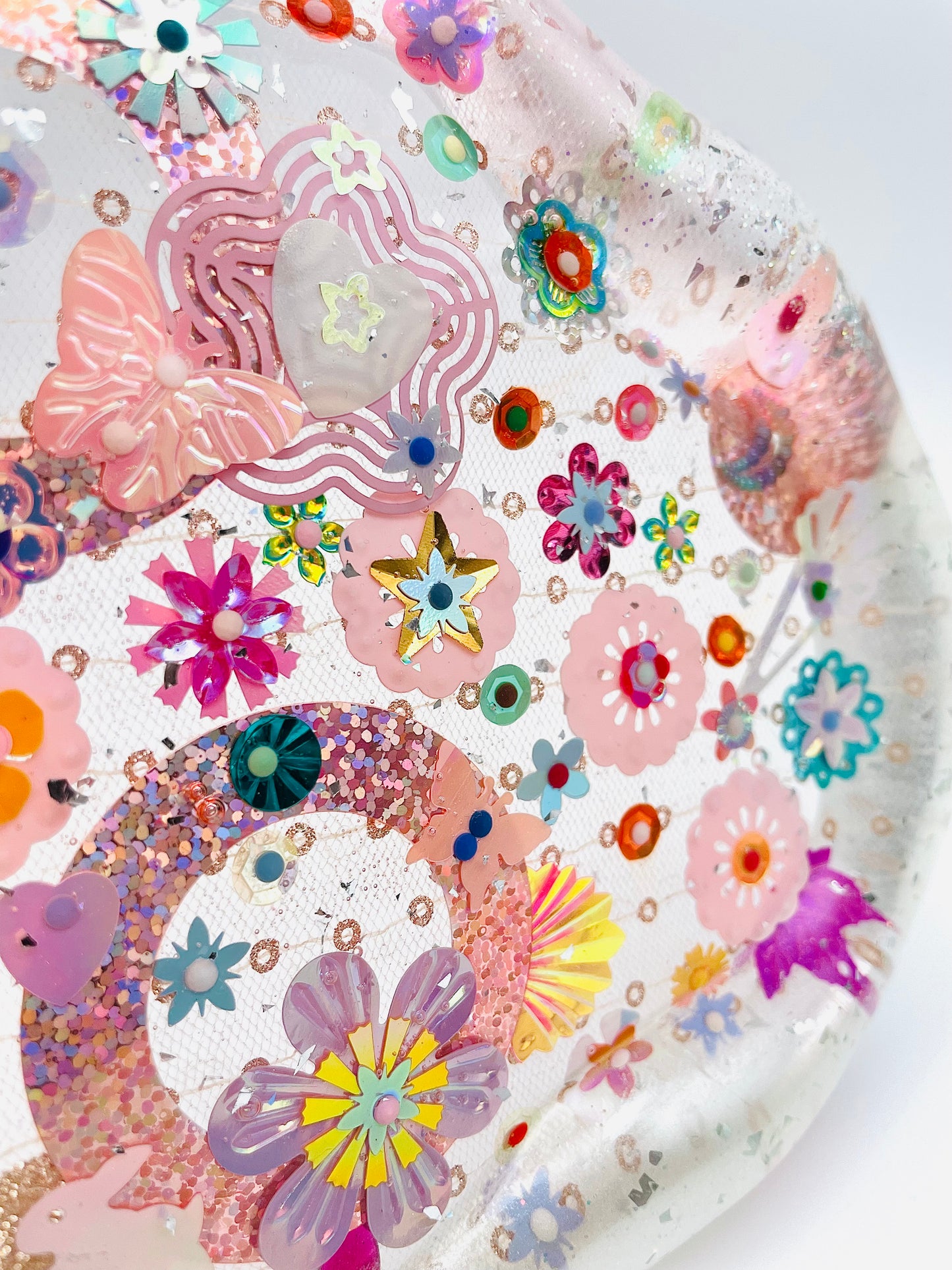 Plateau Décoratif en Résine avec Sequins et Perles - Mini Jardin Imaginaire Perle - Exclusivité Muz Fabrique