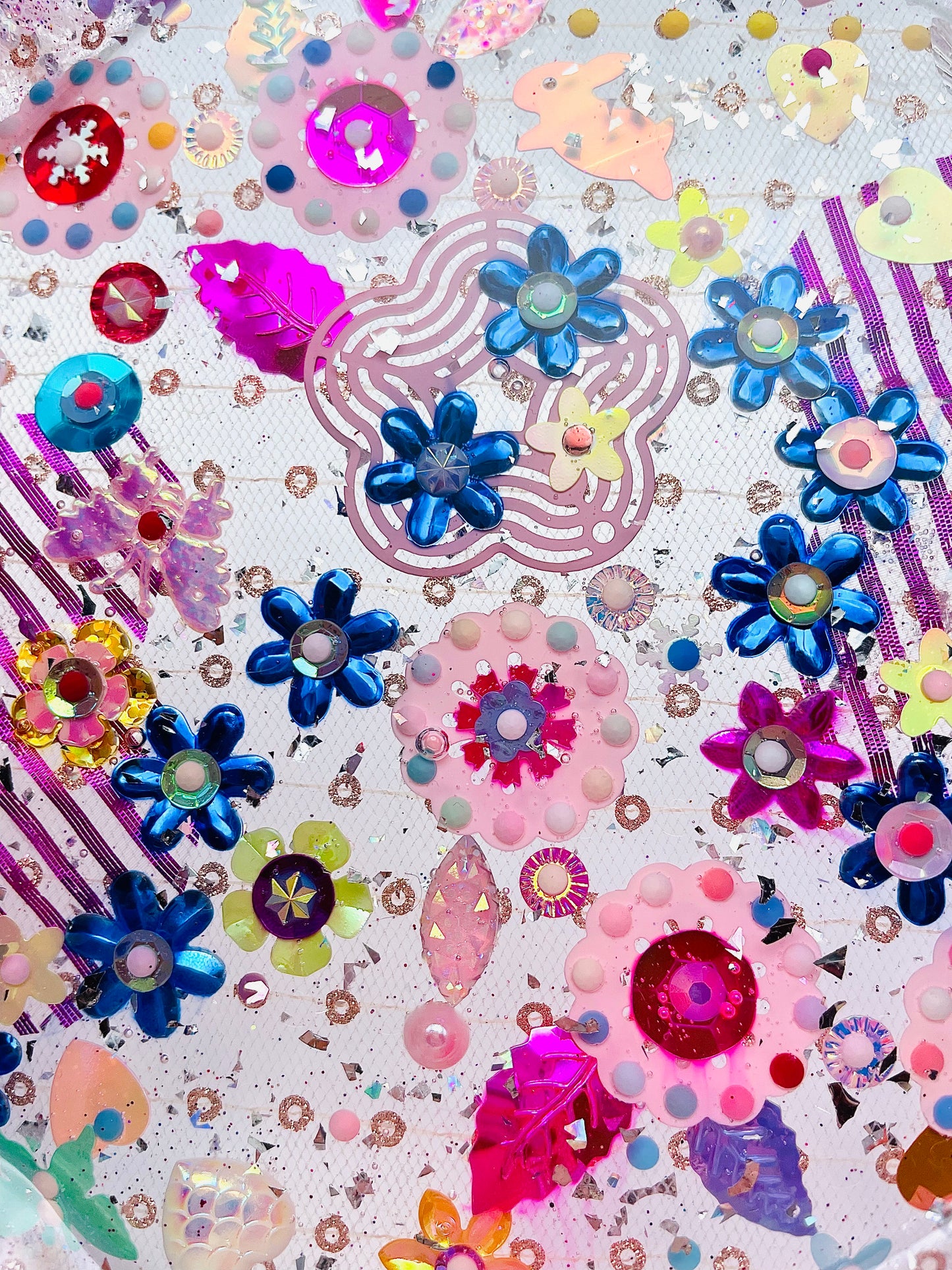 Plateau Décoratif en Résine avec Sequins et Perles - Mini Jardin Imaginaire Purple - Exclusivité Muz Fabrique