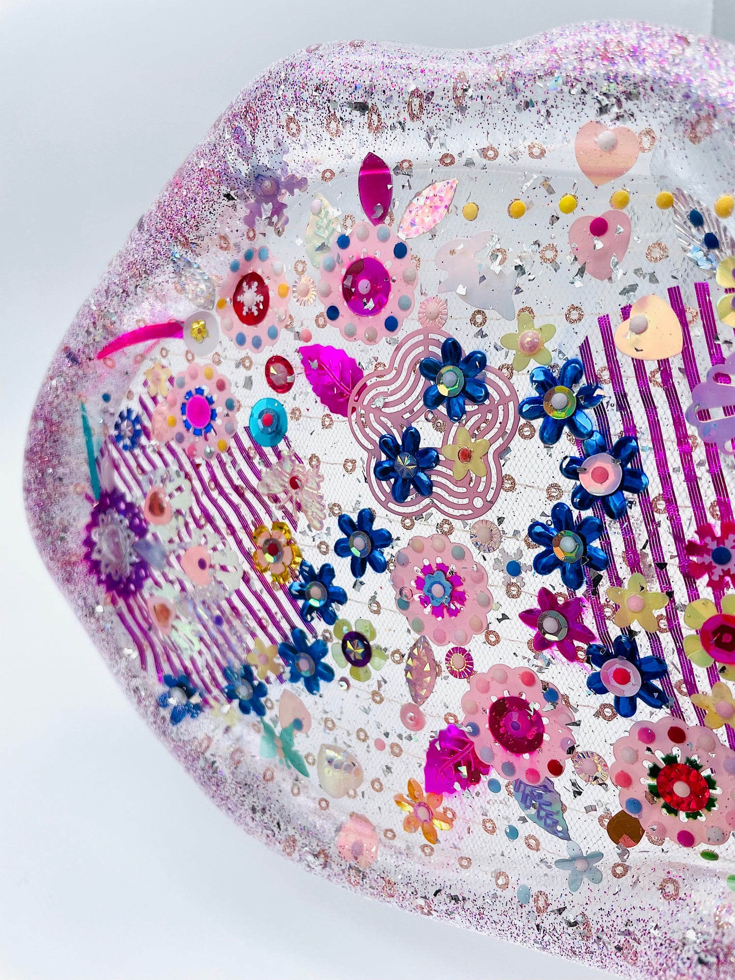 Plateau Décoratif en Résine avec Sequins et Perles - Mini Jardin Imaginaire Purple - Exclusivité Muz Fabrique