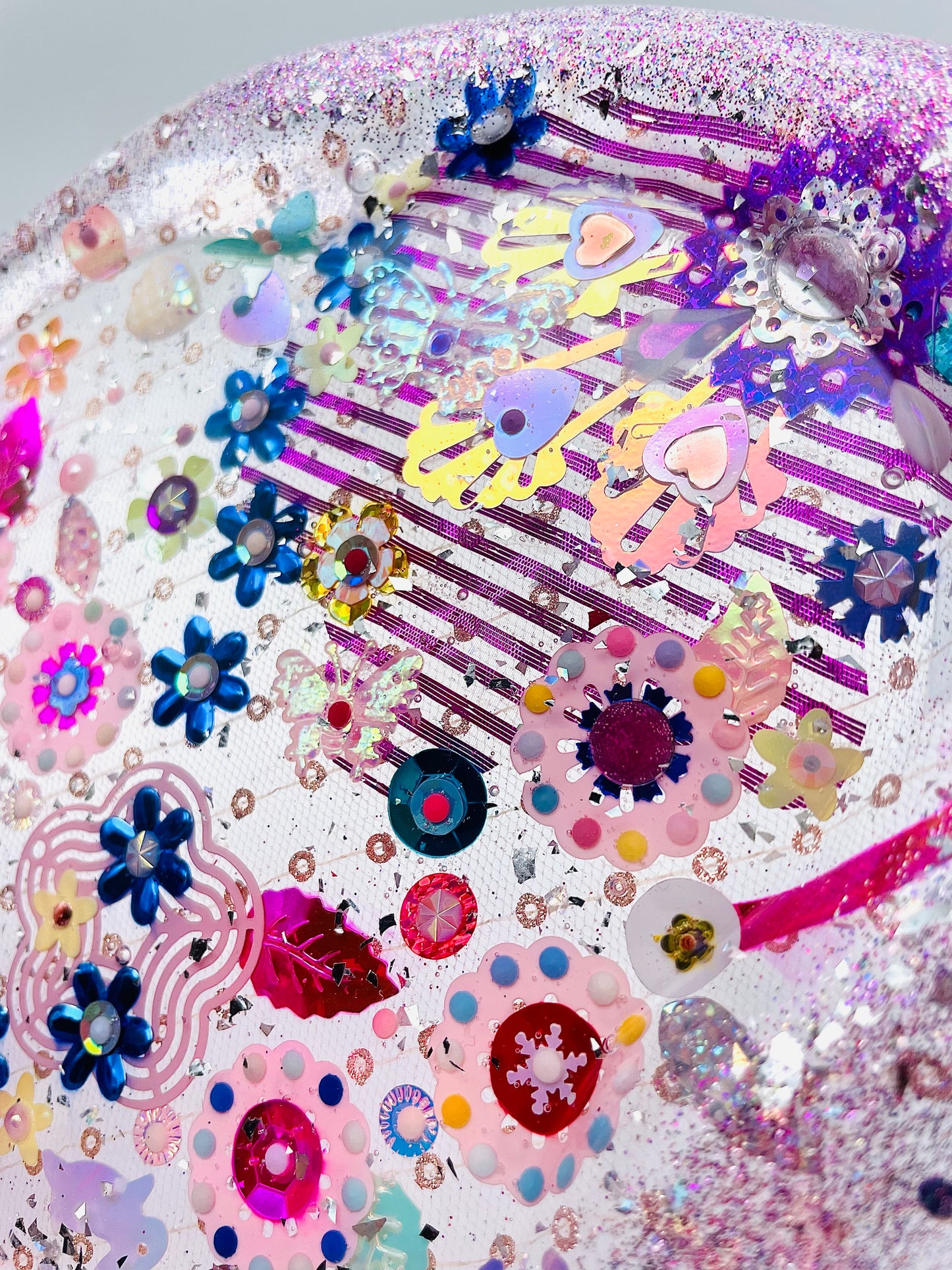 Plateau Décoratif en Résine avec Sequins et Perles - Mini Jardin Imaginaire Purple - Exclusivité Muz Fabrique