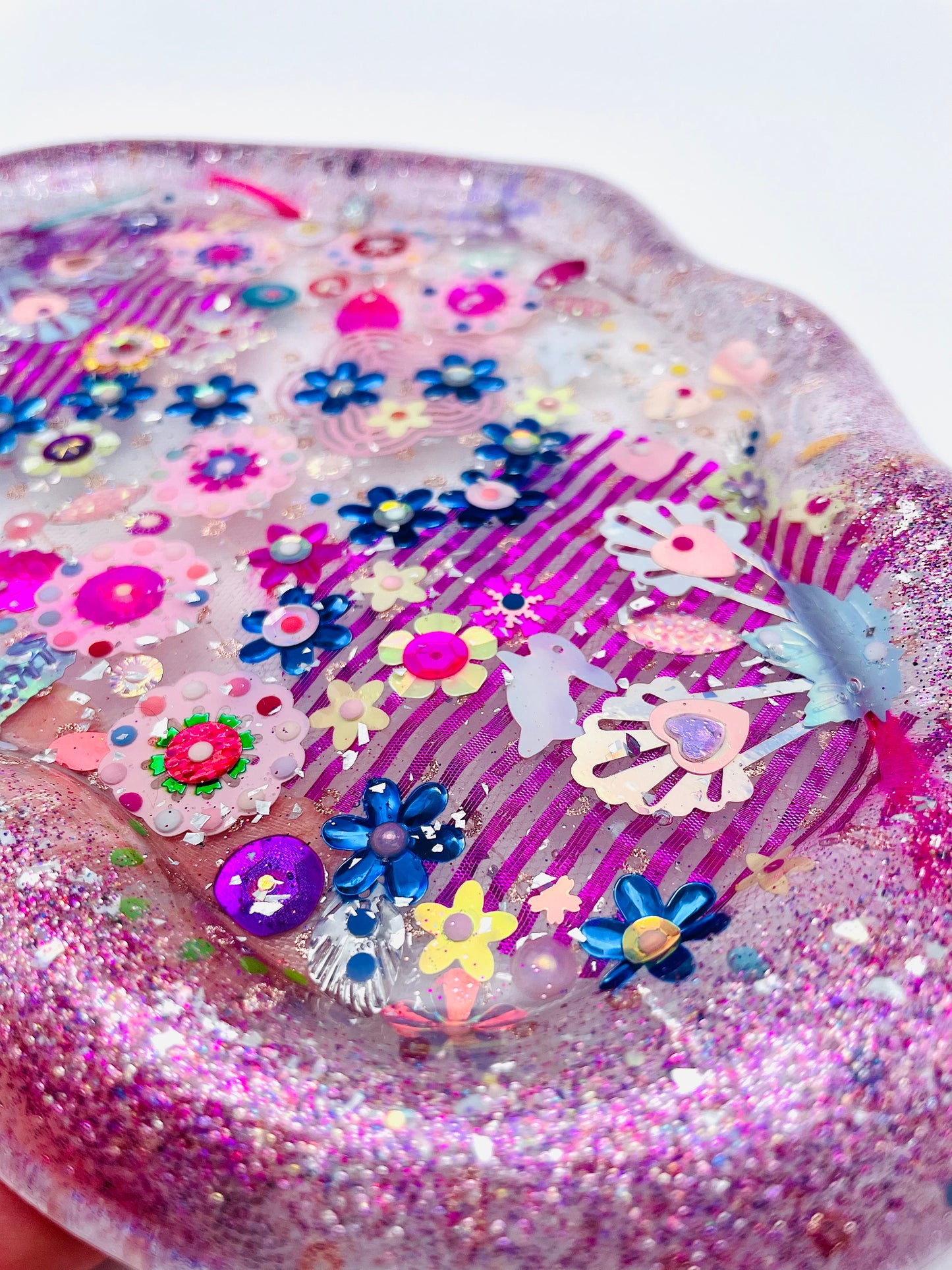 Plateau Décoratif en Résine avec Sequins et Perles - Mini Jardin Imaginaire Purple - Exclusivité Muz Fabrique