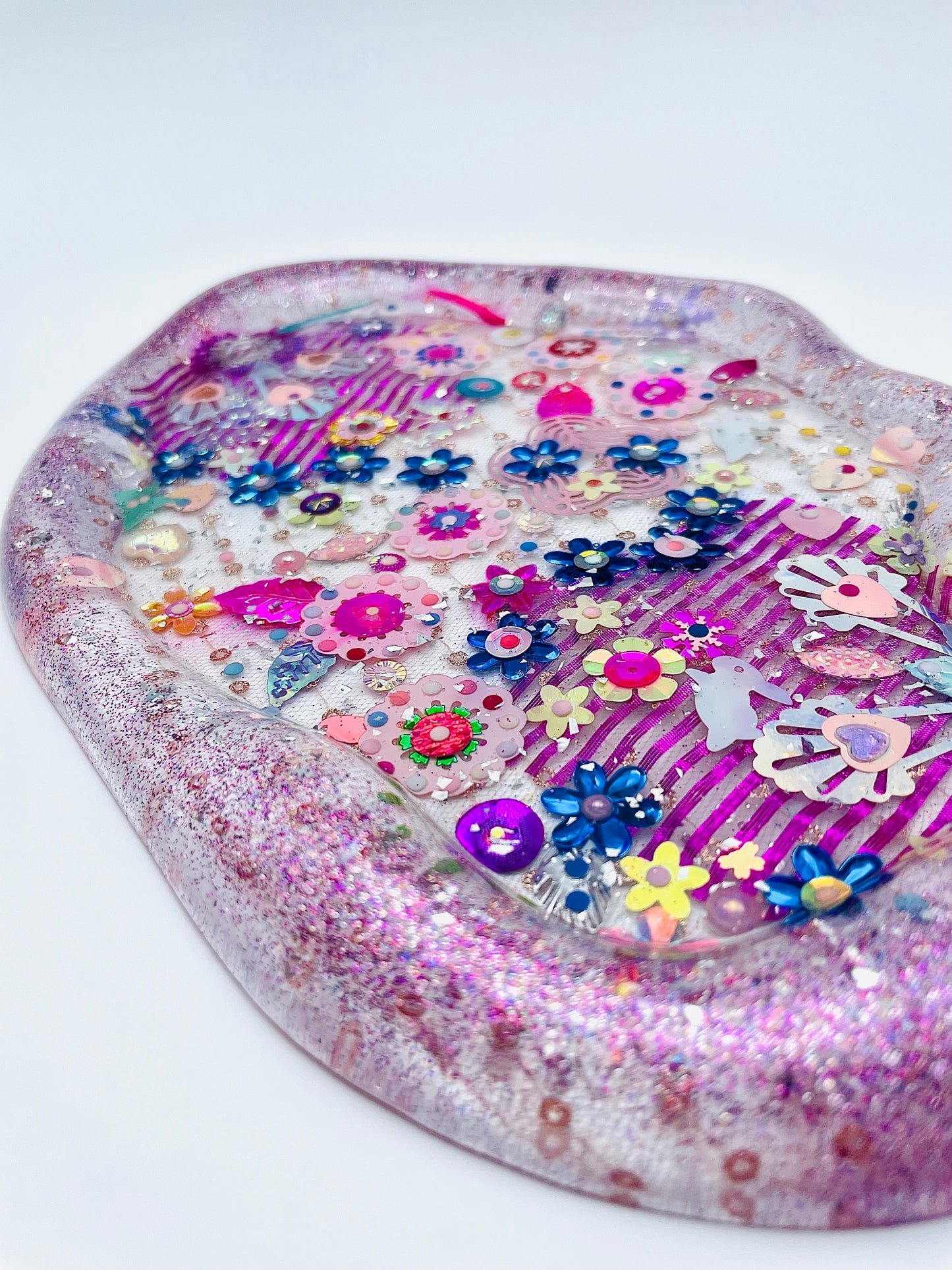 Plateau Décoratif en Résine avec Sequins et Perles - Mini Jardin Imaginaire Purple - Exclusivité Muz Fabrique