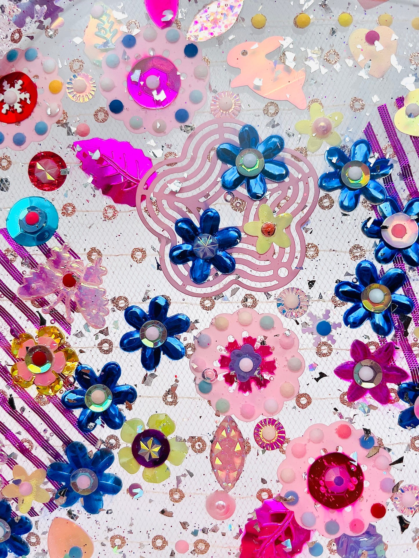 Plateau Décoratif en Résine avec Sequins et Perles - Mini Jardin Imaginaire Purple - Exclusivité Muz Fabrique