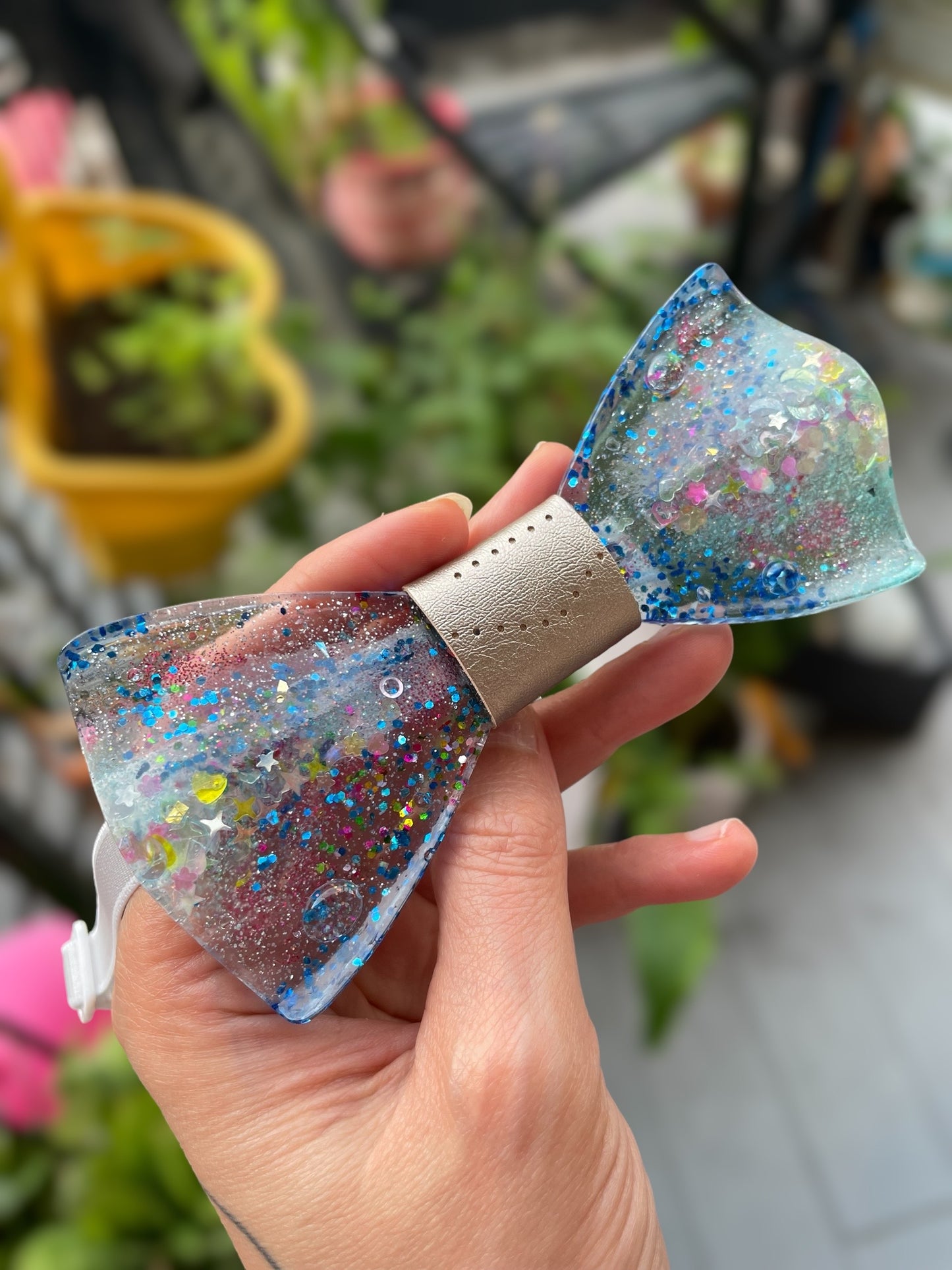 Glitter Resin Bow Tie - "The Big Dive"
