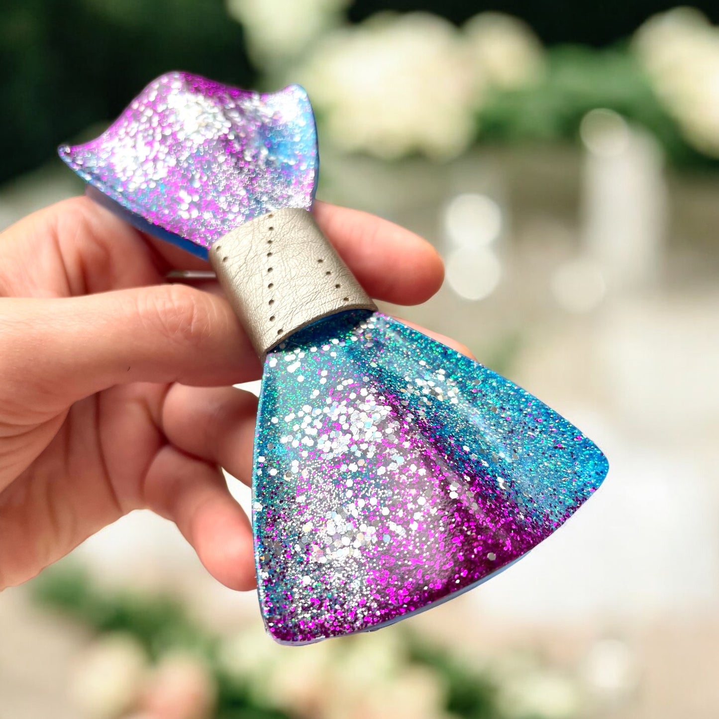 Glitter Resin Bow Tie - "Blue and Purple"