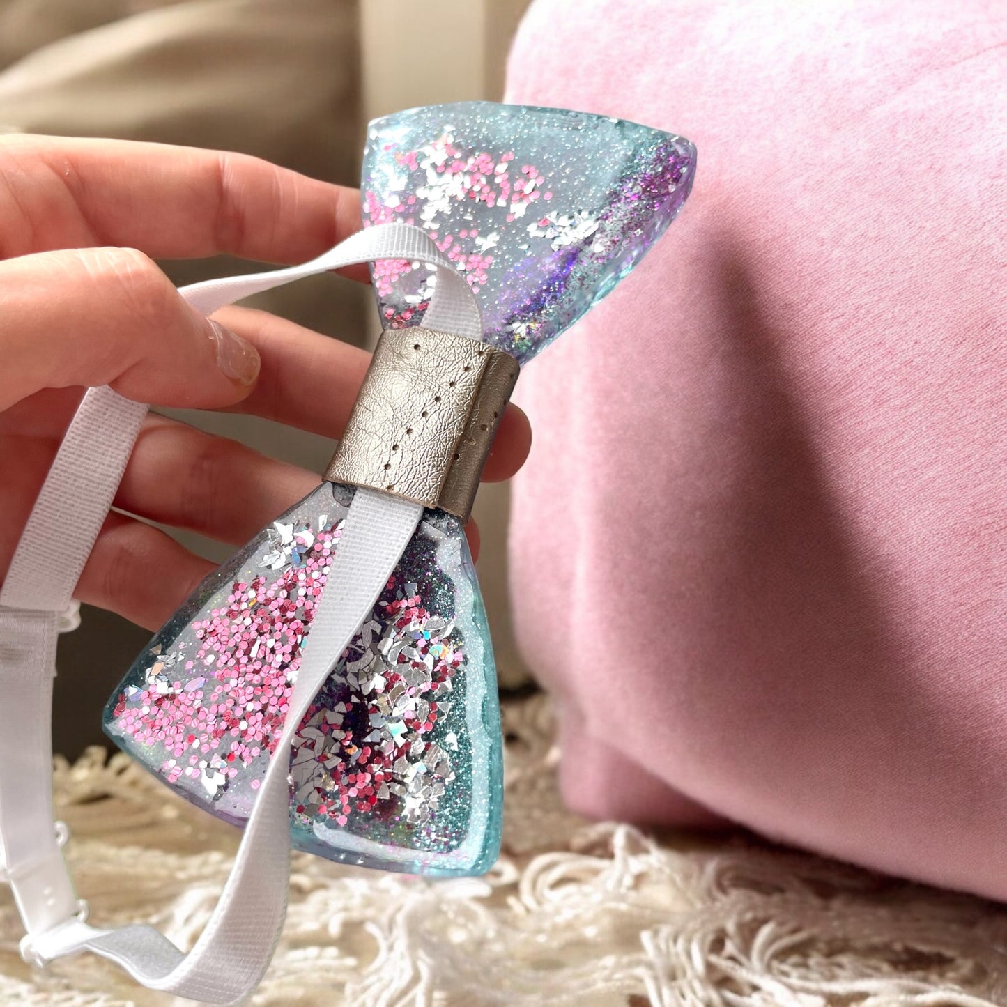 Resin Glitter Bow Tie - "My Universe"