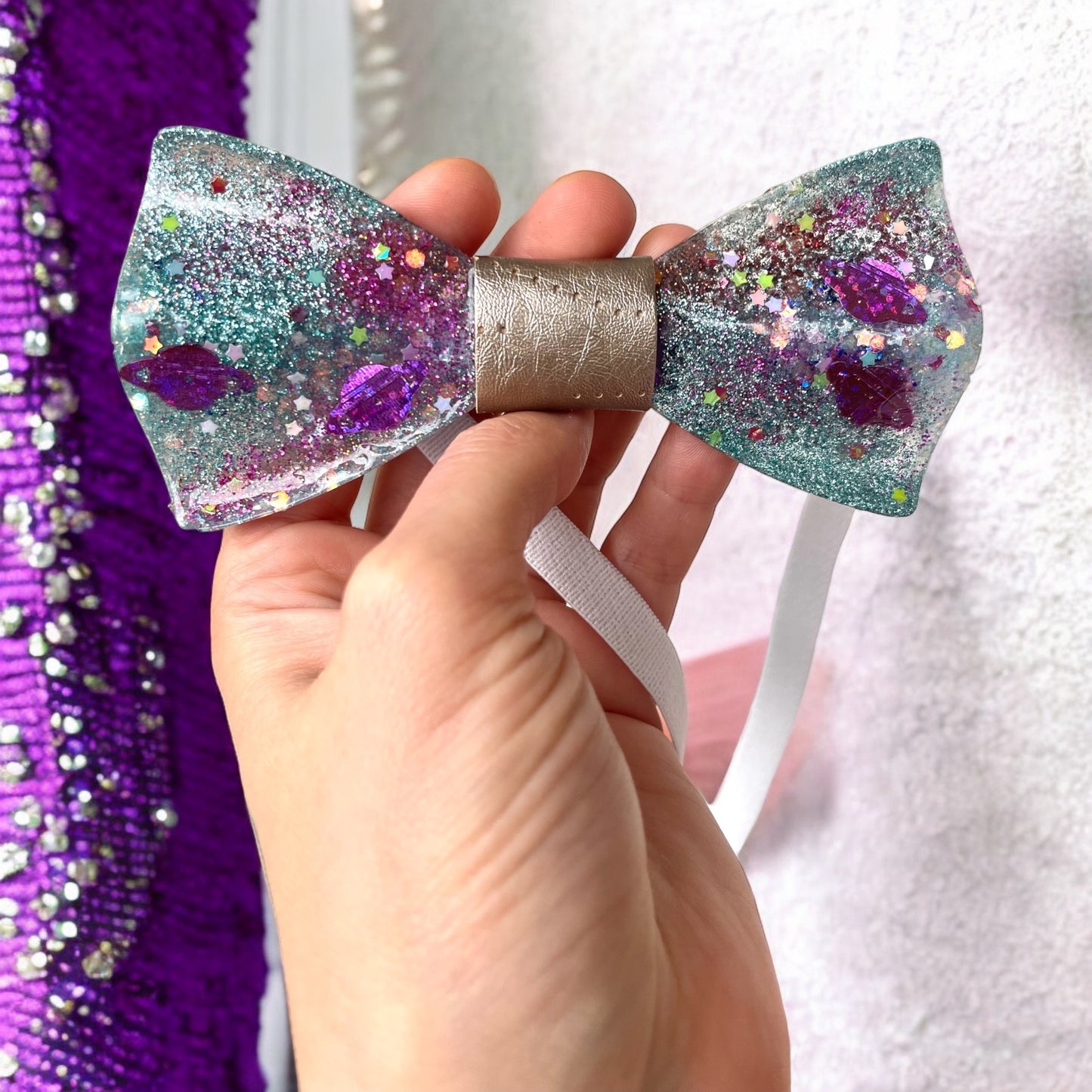 Resin Glitter Bow Tie - "My Universe"