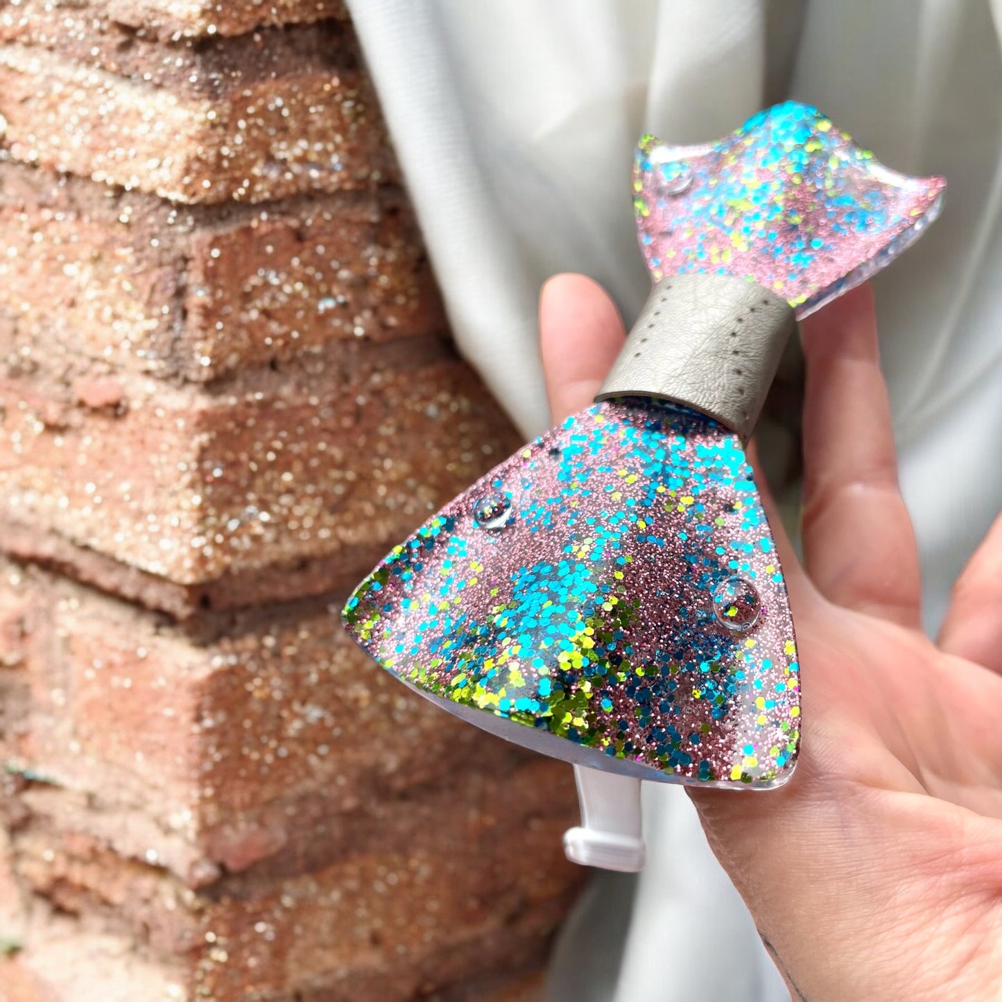 Glitter Resin Bow Tie - "Pink Blue Green"