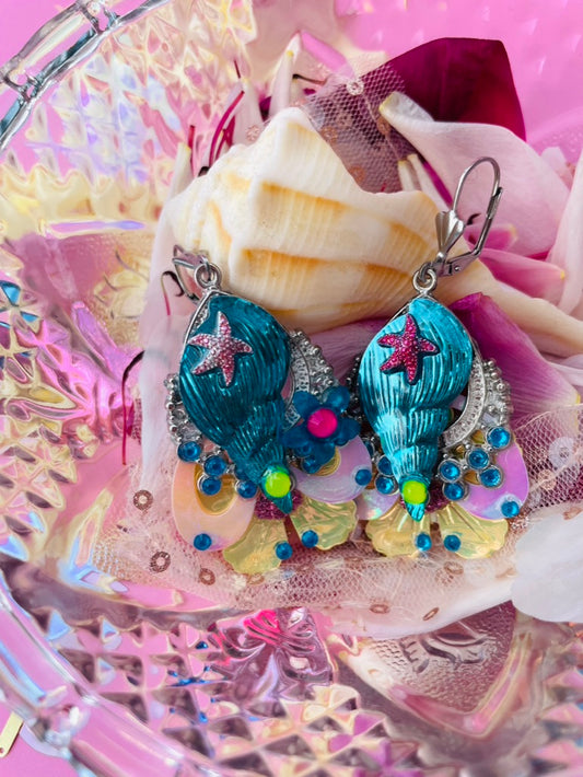 Boucles d’oreilles féériques et légères – "Sirène des lagons" -  Collection Été 2025