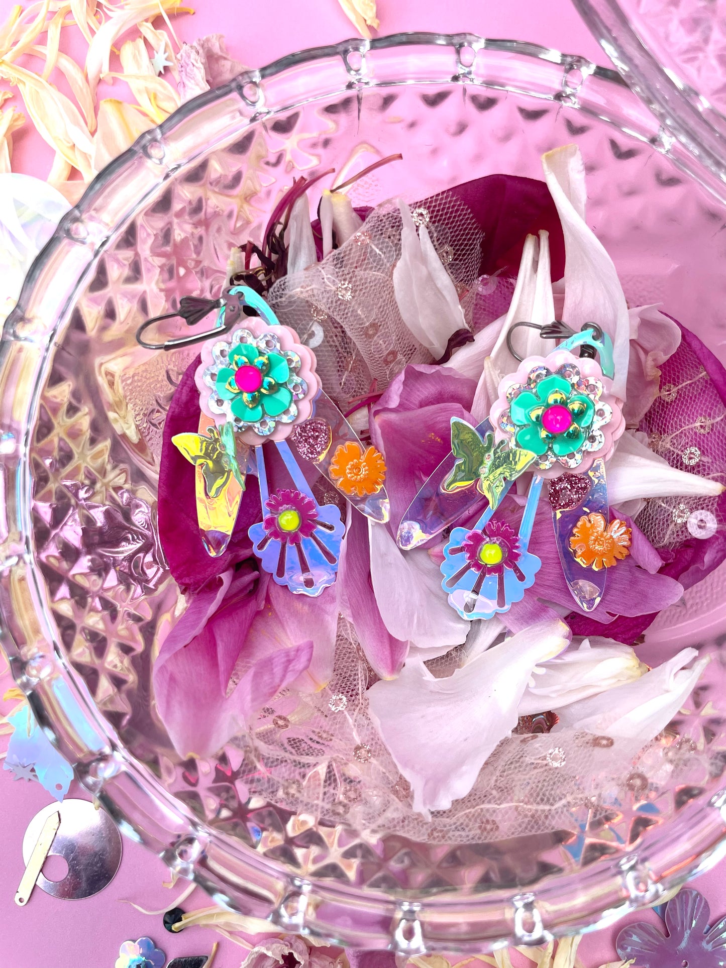 Boucles d’oreilles féériques et légères – "Papillon & Rosée" -  Collection Été 2025