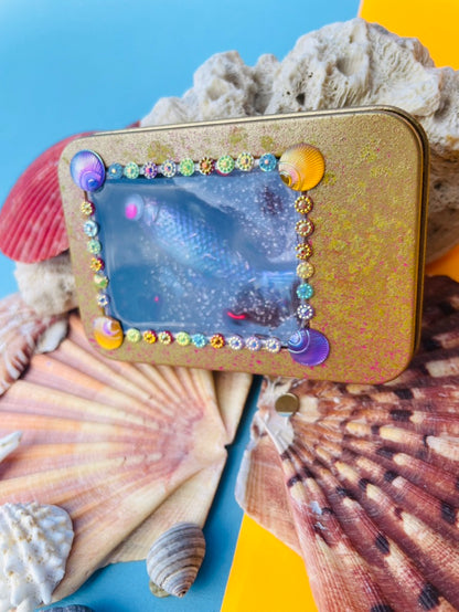 Boîte de Curiosité Fantastique - Création Originale Artisanale - Sardine "Rêve-Mauve"
