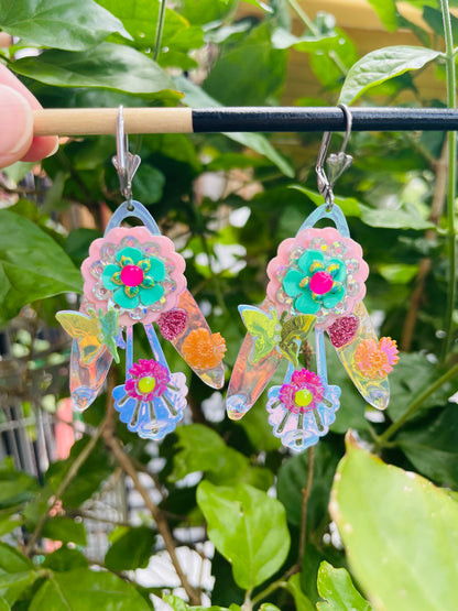 Boucles d’oreilles féériques et légères – "Papillon & Rosée" -  Collection Été 2025