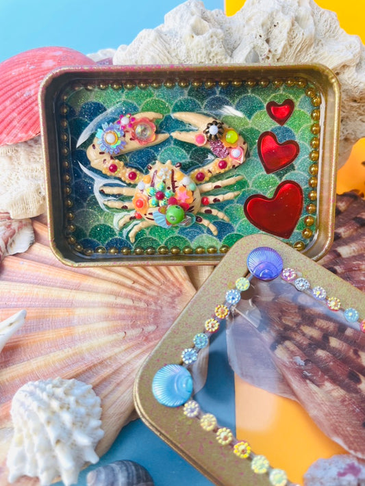 Boîte de Curiosité Fantastique - Création Originale Artisanale - Crabe "Complice des Sirènes"