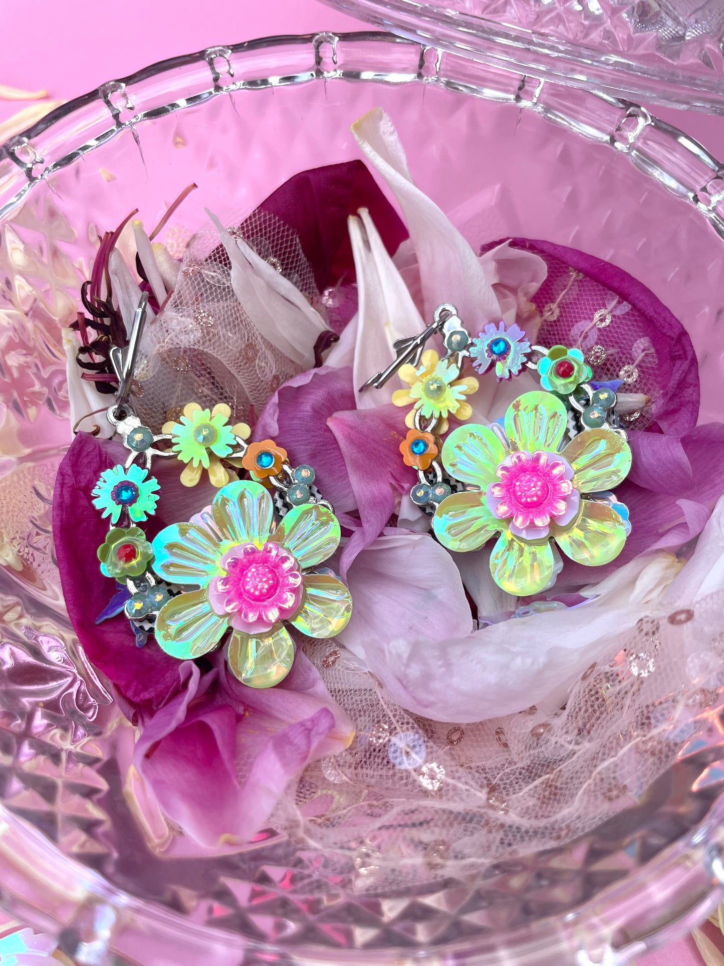 Boucles d’oreilles féériques et légères – "Jardin & Damier" -  Collection Été 2025