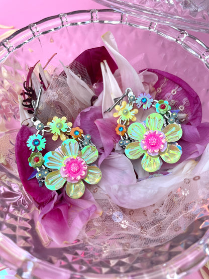 Boucles d’oreilles féériques et légères – "Jardin & Damier" -  Collection Été 2025