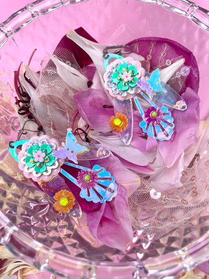 Boucles d’oreilles féériques et légères – "Papillon & Rosée" -  Collection Été 2025