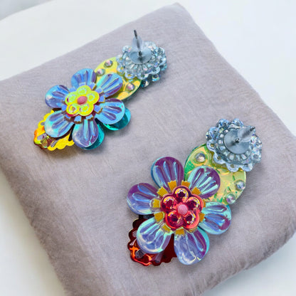 Détails en sequins sur boucles d'oreilles artisanales de Lily était une fois, alliant éclat magique et connexion avec votre enfant intérieur