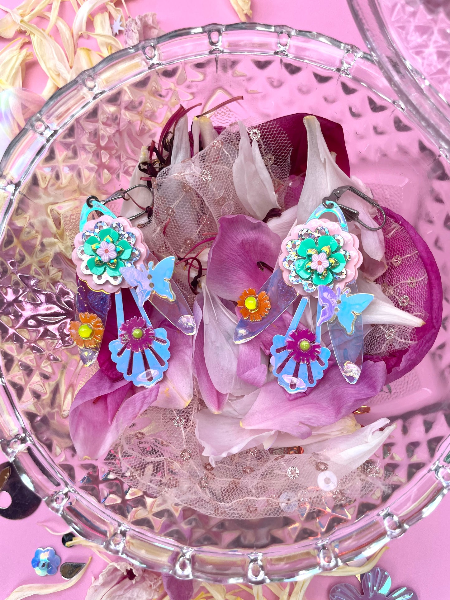 Boucles d’oreilles féériques et légères – "Papillon & Rosée" -  Collection Été 2025