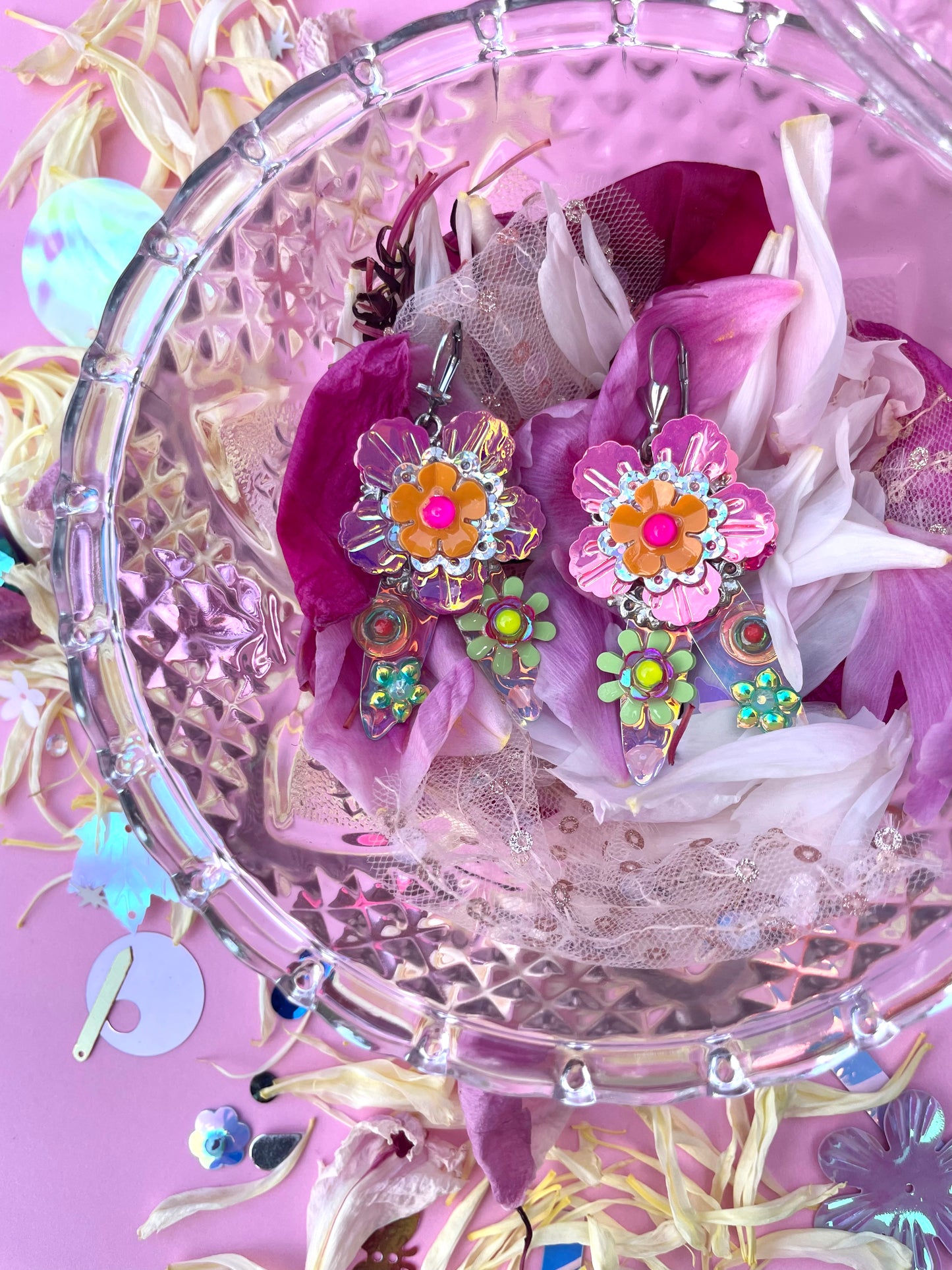 Boucles d’oreilles féériques et légères – "Jardin sous la rosée" -  Collection Été 2025