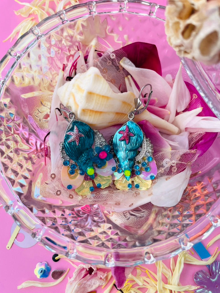 Boucles d’oreilles féériques et légères – "Sirène des lagons" -  Collection Été 2025