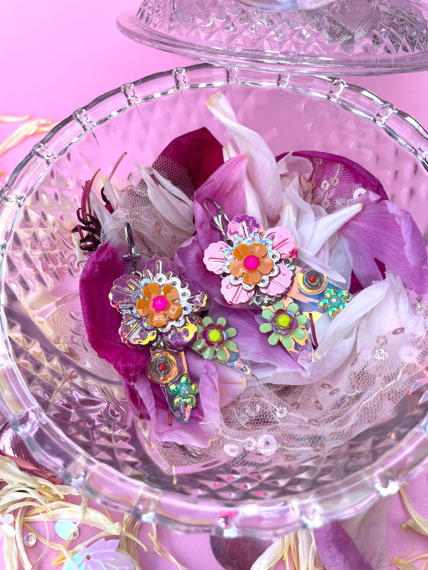 Boucles d’oreilles féériques et légères – "Jardin sous la rosée" -  Collection Été 2025