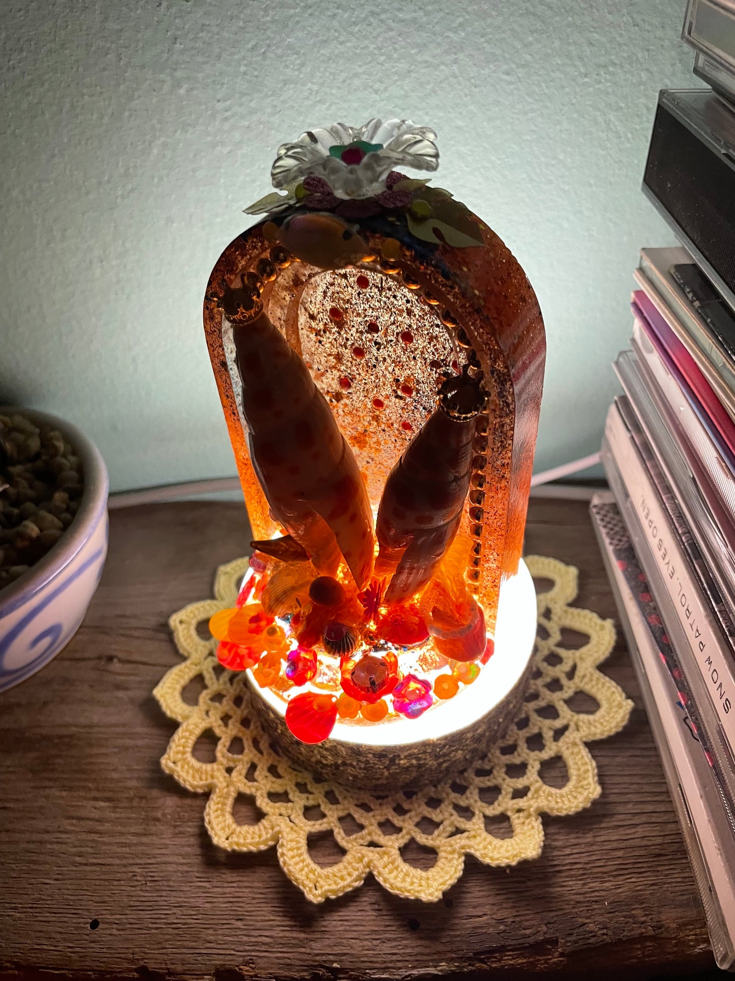 La mini-lampe coquillage - "LES AMOUREUX"