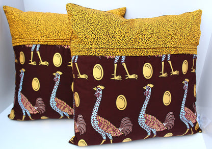 Duo of Cushion Covers - Semi-Wild Ostriches