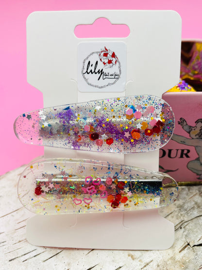 Duo de Barrettes - Poussières multicolores