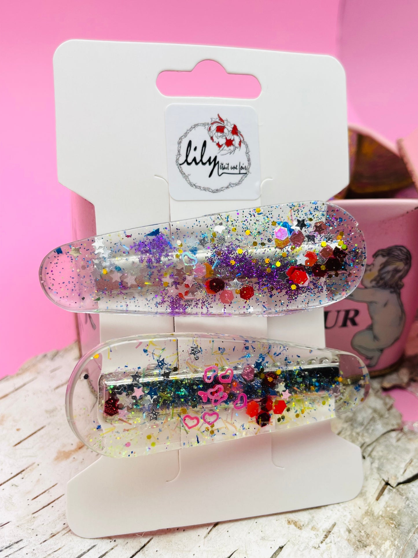 Duo de Barrettes - Poussières multicolores