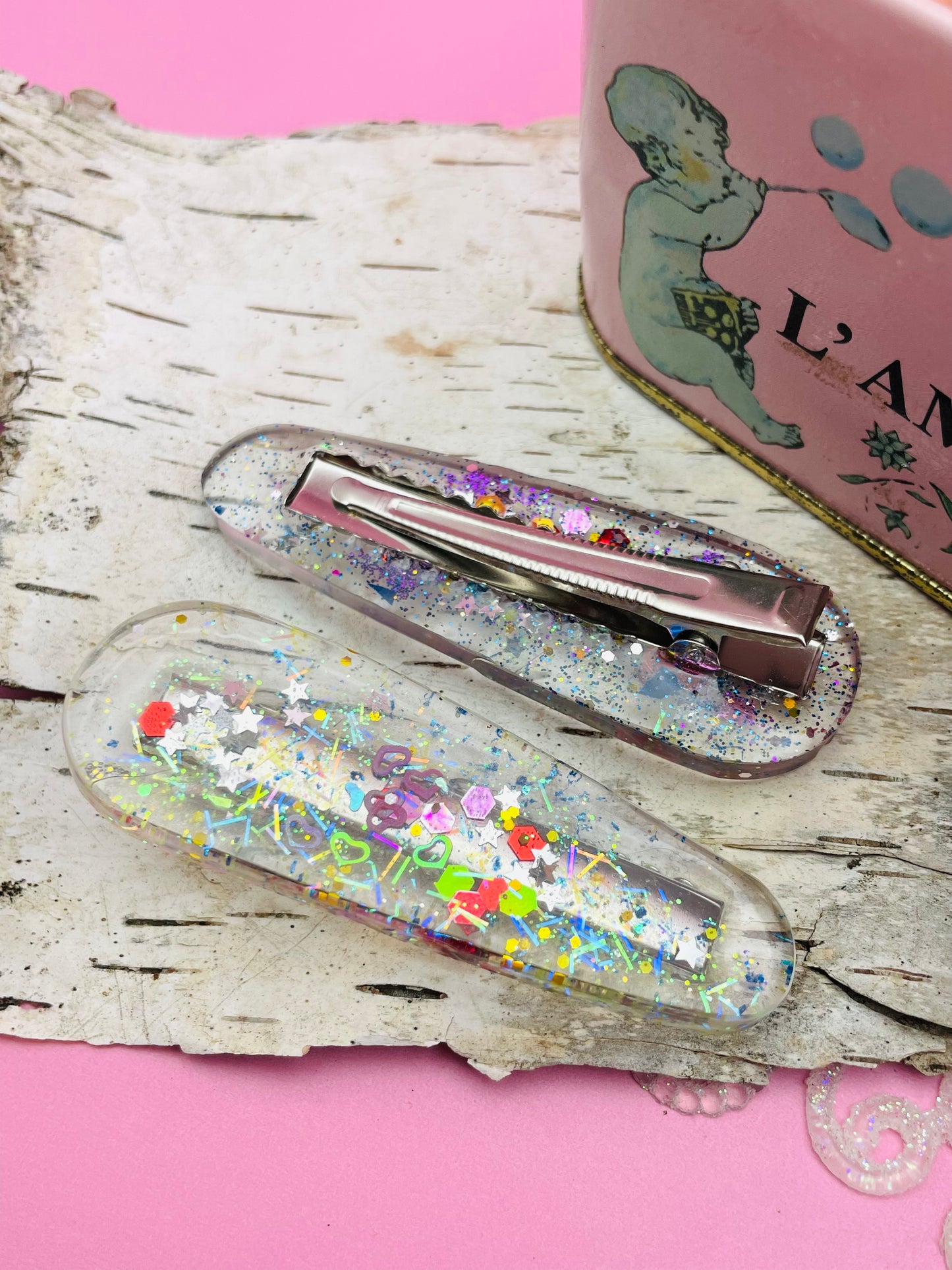 Duo de Barrettes - Poussières multicolores