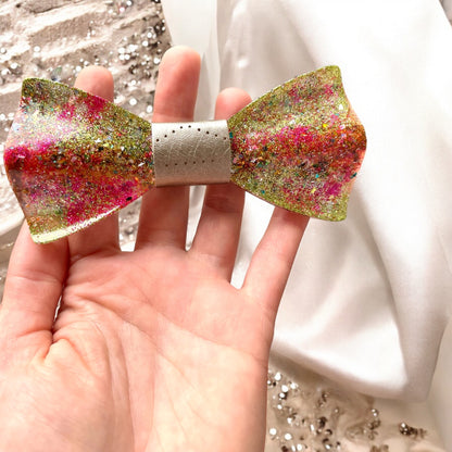 Glitter Resin Bow Tie - "Yellow and Pink"